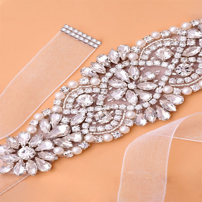 Rhinestone Bridal Belt Wedding Dress Waist Chain Sash Faux Pearl Beaded Belt Handcrafted Wedding Accessories For Bridesmaid