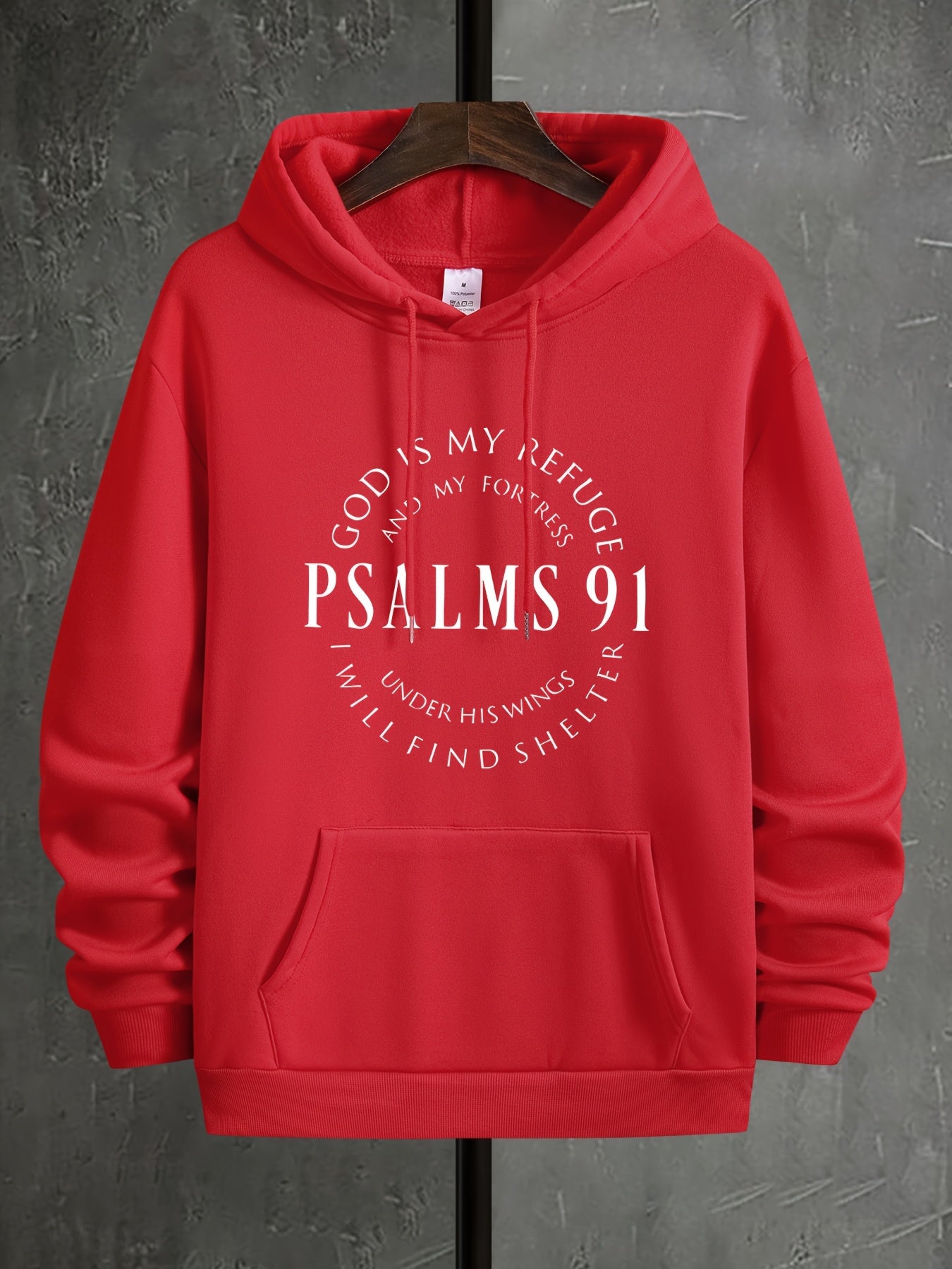 Stylish Psalms 91 Graphic Hoodie - Soft, Comfy, Loose Fit with Kangaroo Pocket, Drawstring, and Trendy Design - Autumn Winter Essential for Men