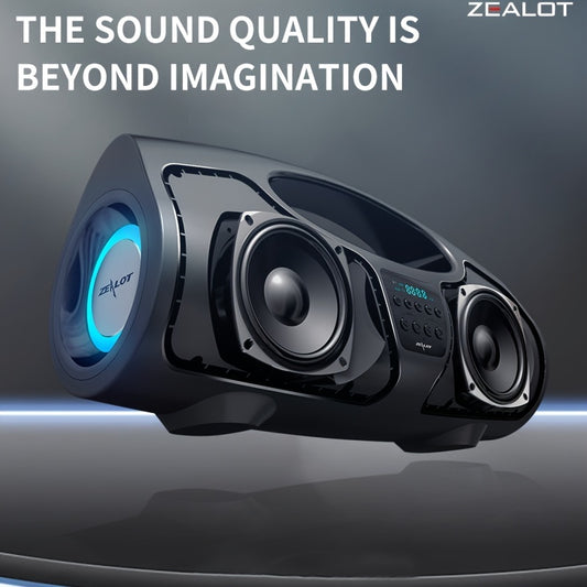 [1 Wireless Speaker with Microphone] ZEALOT P1 Portable Wireless Speaker, 40W High-Power Stereo with Shocking Bass, Built-in Microphone, 7200mAh Battery, 30H Playtime, with USB Type-C Charging, for Smartphones/Computers, Tabl