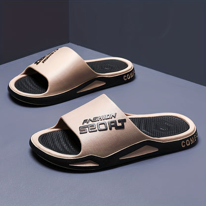 Fashion Mens Sport Slides - Sport Sandals & Slides With Anti-Slip Sole - Trendy Men'S Alphabet Design Slippers - Ideal For Spring And Summer Beach