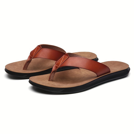 MAGIC LIONS-Comfortable and Durable Brown Men'S Business Casual Slippers - Indoor/Outdoor Beach Sandals.Men'S Synthetic Thong Sandals, Casual Non Slip Flip-flops Shoes ToePost Sandals For Indoor Outdoor Beach, Spring And Summ