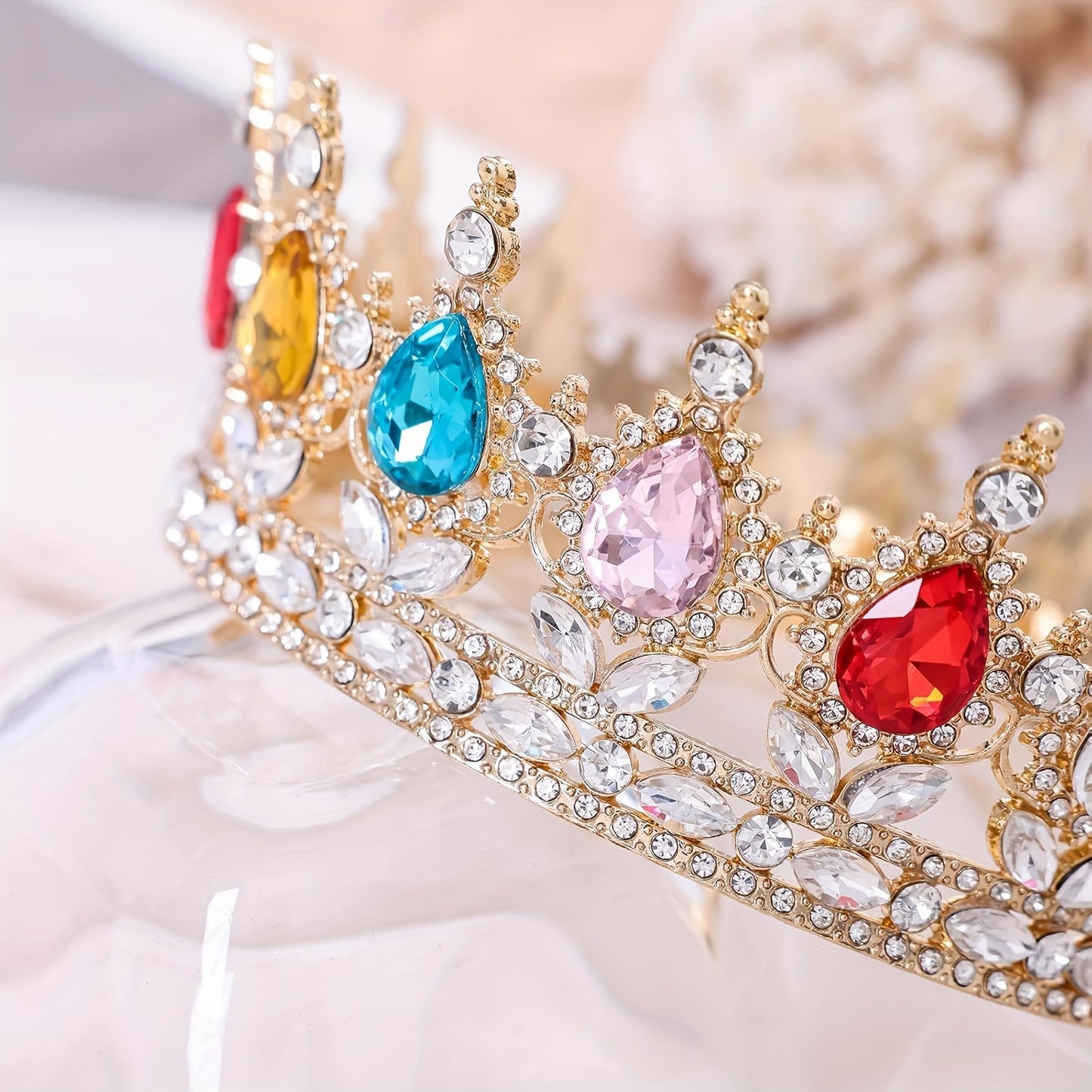 1pc Baroque Style Round Crown Princess Queen's Round Crown Bridal Wedding Birthday Hair Accessories, Retro Style