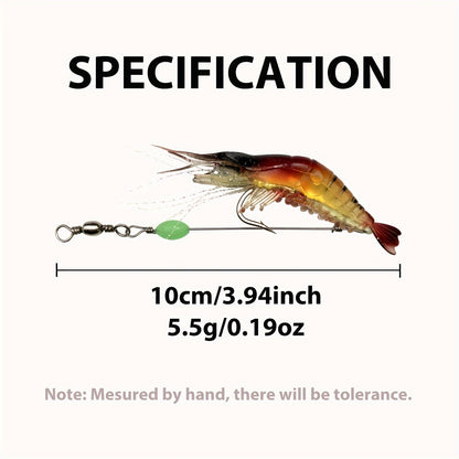 10pcs Luminous Shrimp Soft Fishing Lure, Artificial Bait & Hook