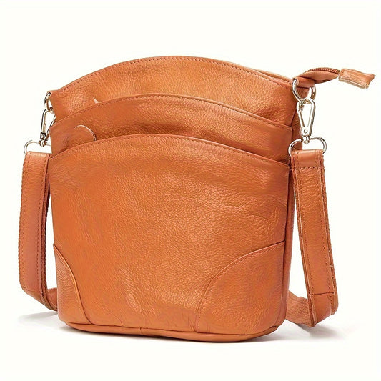 Men And Women Premium Genuine Cowhide Leather Crossbody Bag - Luxurious, Versatile, And Spacious With Ample Storage - Handbag Purse Cross Body Organizer Smart Phone Pockets
