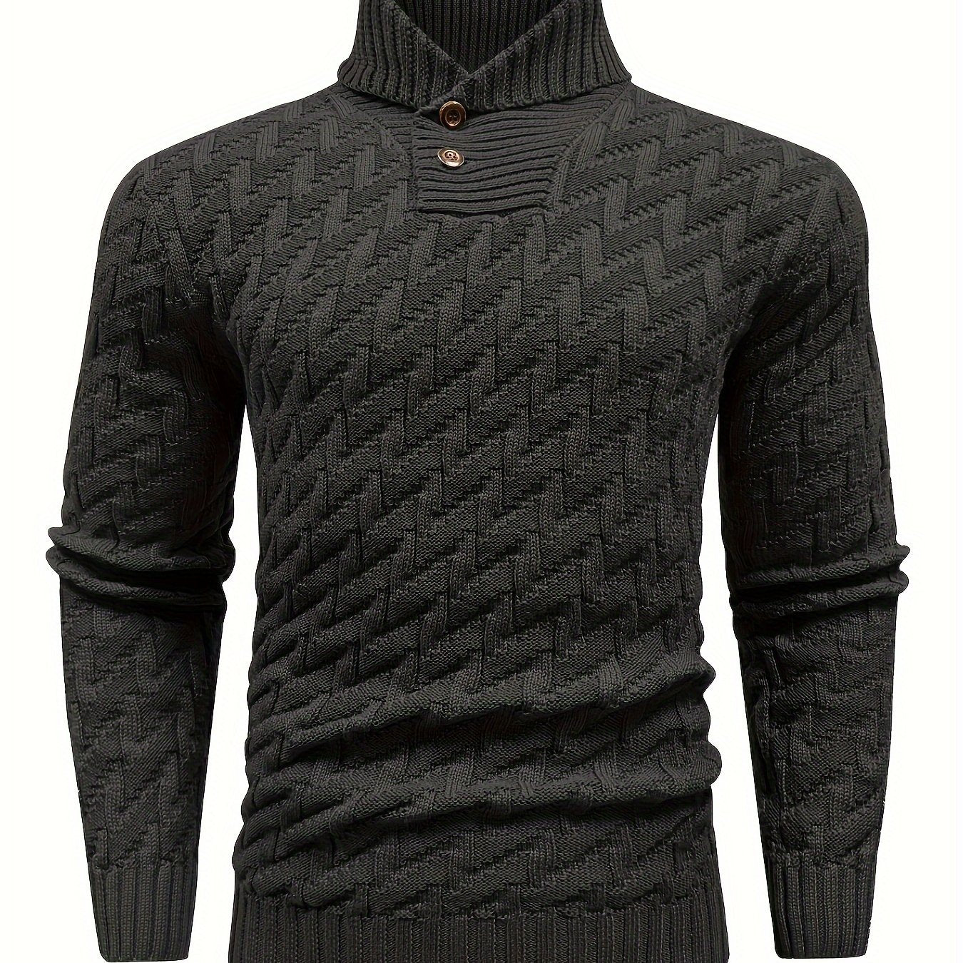 Men'S Casual Commuting Fashion Solid Texture Warm Lapel Sweater