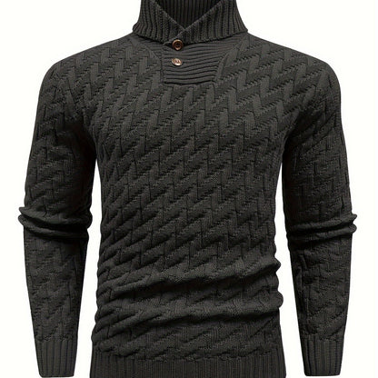 Men'S Casual Commuting Fashion Solid Texture Warm Lapel Sweater