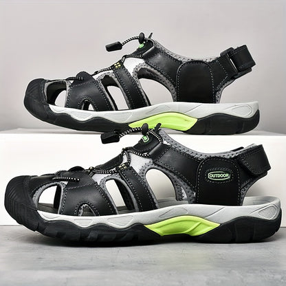 Sandals Men's Outdoor Leather Non-slip Casual Shoes Men's Head Layer Cowhide Summer Baotou Breathable Soft Bottom Beach Shoes Men