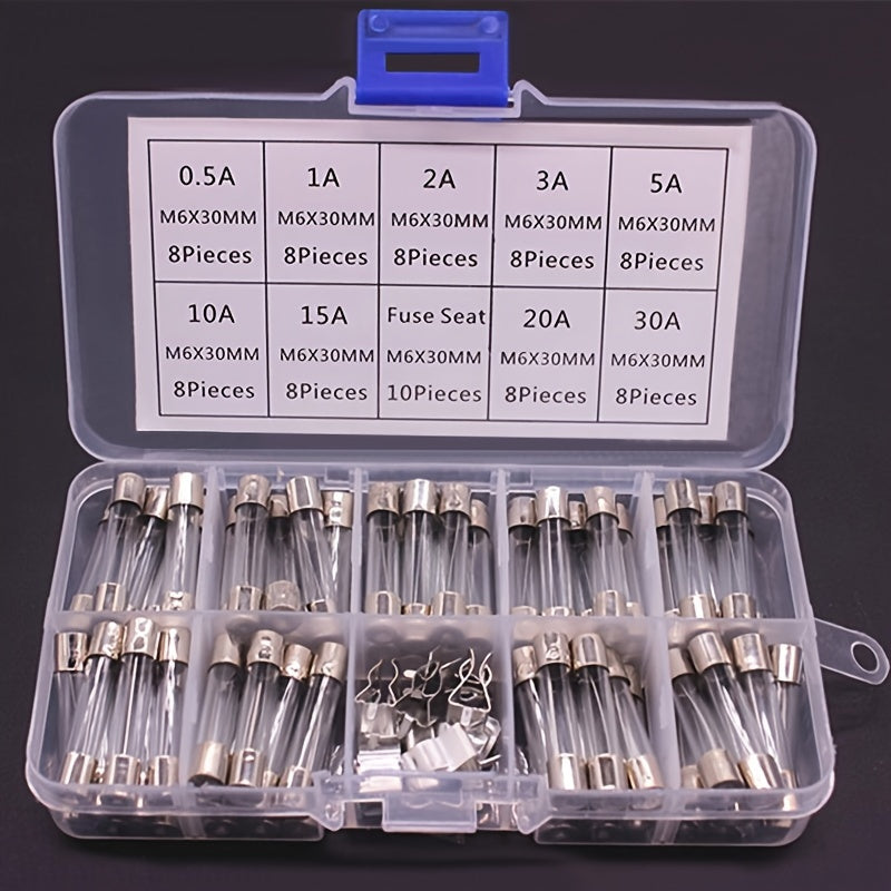 Complete Your DIY Projects with This 72/100pcs Quick Blow Glass Tube Fuse Assortment Kit!