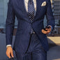 Men'S Suit 2pcs Navy Blue Pinstripe Blazer And Pants Formal/Casual Wear