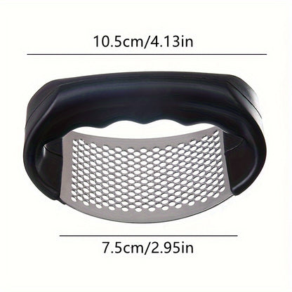 1pc Stainless Steel Garlic Press And Manual Fruit And Vegetable Masher, Easy to Use And Clean. Ideal for Chopping And Pressing Garlic, Fruits, And Vegetables. Perfect for Home Kitchens, RV Kitchens, And Restaurants.