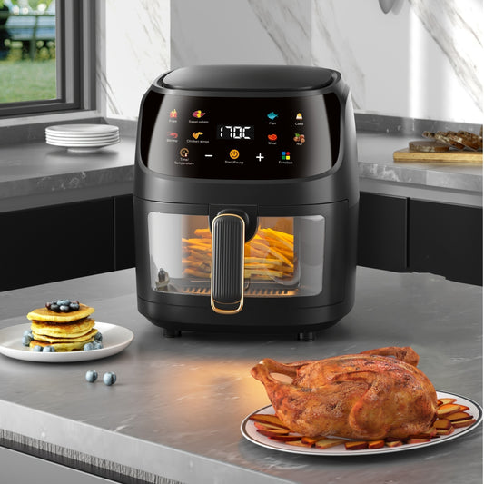 Large Capacity Australian Visual Air Fryer With Color Touch Screen - Perfect For Baked French Fries, Grilled Chicken, And Steak - Convenient For Family Use