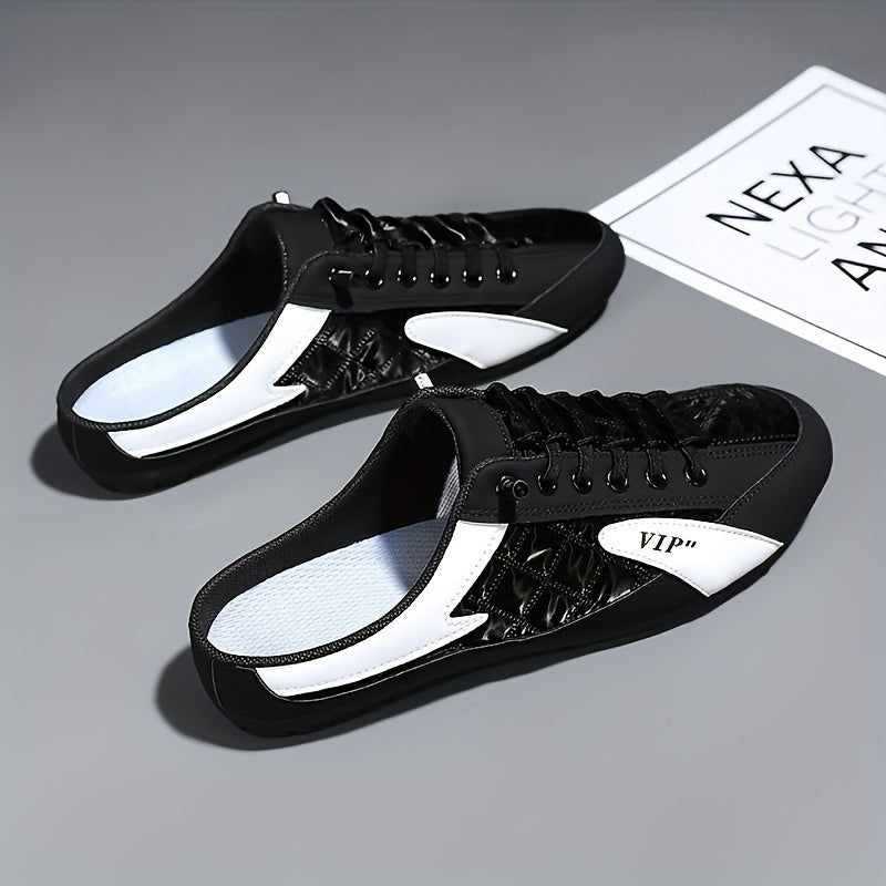 Men's Trendy Color Block Hollow Out Mule Shoes, Comfy Non Slip Casual Durable & Breathable Slippers, Men's Outdoor Footwear
