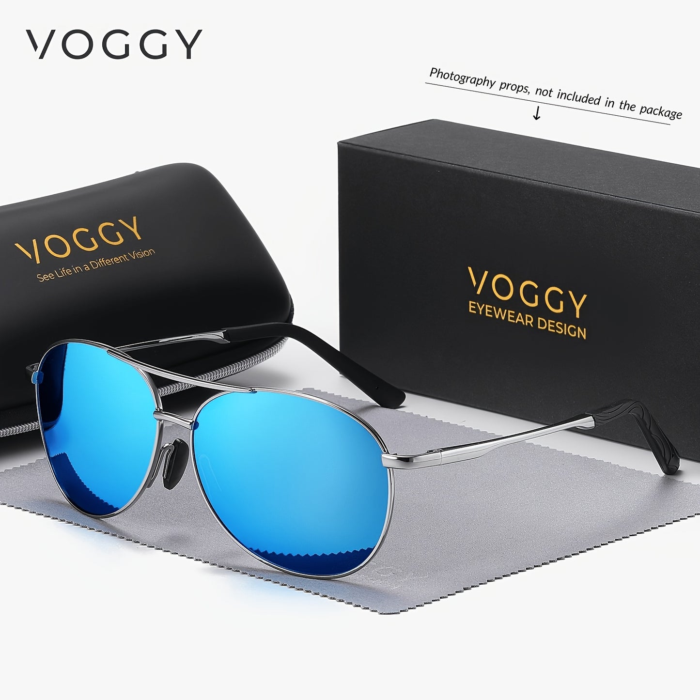 [Popular Choice] 1pc VOGGY Polarized Glasses, Oval Metal Frame with Spring Hinges, UV Protection for Men & Women, Ideal for Driving, Cycling, Fishing, Travel & Party Decor