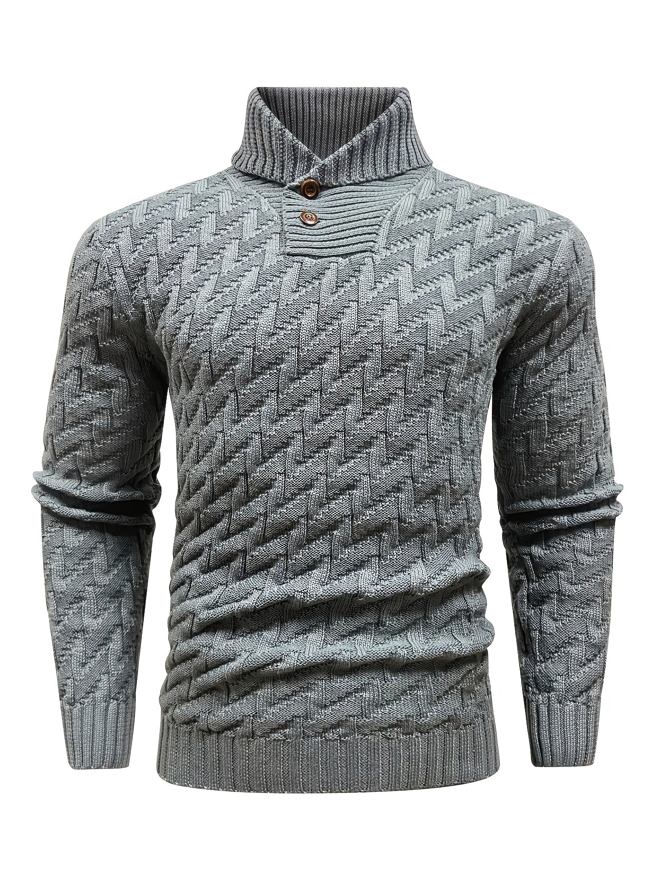 Men'S Casual Commuting Fashion Solid Texture Warm Lapel Sweater