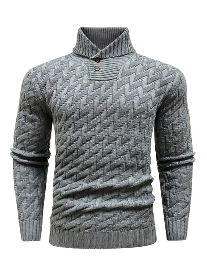 Men'S Casual Commuting Fashion Solid Texture Warm Lapel Sweater
