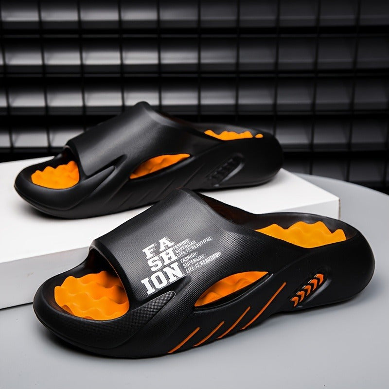New FASHION Fashion Stickers Massage Foot Sliders Men'S Summer EVA Casual Versatile Non-slip Platform Sole Comfortable Wear Beach Summer Sandals Men's
