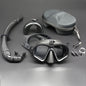Wet Low Volume Freediving Mask Tempered Glass J-type Adults Diving Mask Snorkel Set with Camera Mount Black