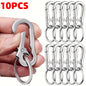 10-Pack Stainless Steel Carabiner Keychain Clips - Durable Metal Spring Snap Hook for Key Ring, Camping Gear, Backpacks