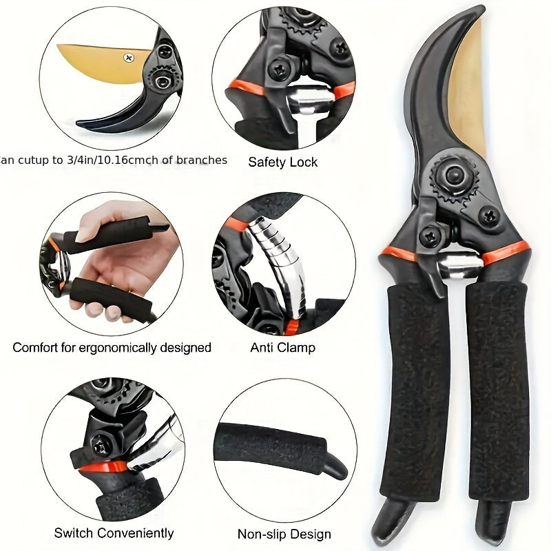 Professional Titanium Bypass Pruning Shears - 8.5\" Super Sharp Premium Garden Shears, Pruning Shears for Gardening, Garden Hedge Clippers, Handheld Pruners - Garden Scissors, Heavy Duty Tool
