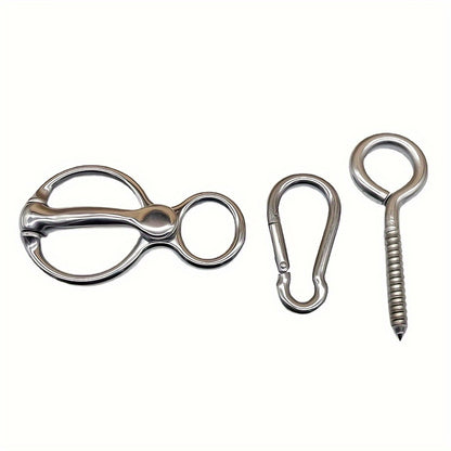 3pcs Stainless Steel Horse Gear Set - Durable Collar Strap with Quick Snap Fasteners & Eyebolts, Multi-Use for Training & Safety