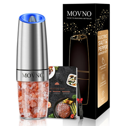 Gravity Electric Salt and Pepper Grinder Set, Battery Powered LED Light One Hand Automatic Operation, Adjustable Coarseness Mill Grinders Shakers Black, Kitchen Gadgets Gift Ideas