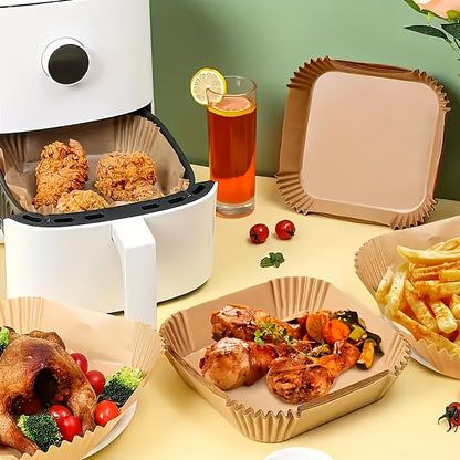100 High-quality Air Fryer Pad Paper - Thickened, Non-stick, Oil-resistant, Suitable for 2-8 Air Fryer - Essential Kitchen And Restaurant Supplies for Frying, Baking, Cooking And Microwave, Practical Air Fryer Paper, Essentia