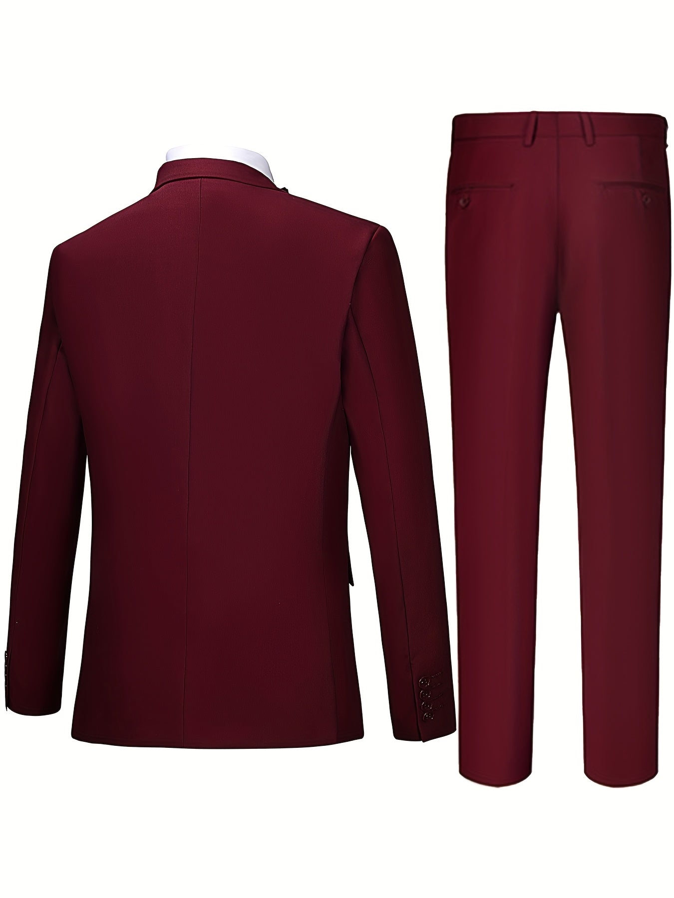 Men'S 3pcs Business Style Suit, Two Button Lapel Jacket Vest Trouser Set Solid Color Wedding Business Tuxedo Suit