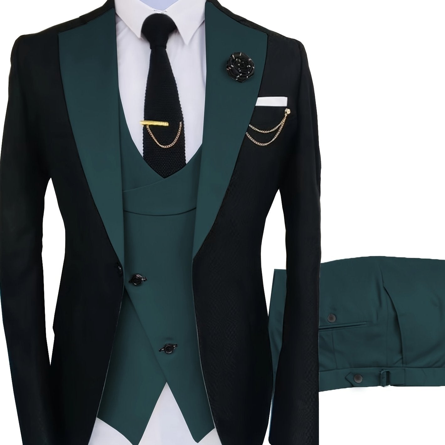 Men's 3pcs Slim Fit Suit Double Breasted Suit Men Formal Suit for Wedding Prom Dinner Party
