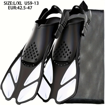 [Popular Choice] Qingsong Adjustable Snorkeling Fins with Buckles, Open Heel Design, Short Travel Swim Fins for Adults - Men and Women, Black