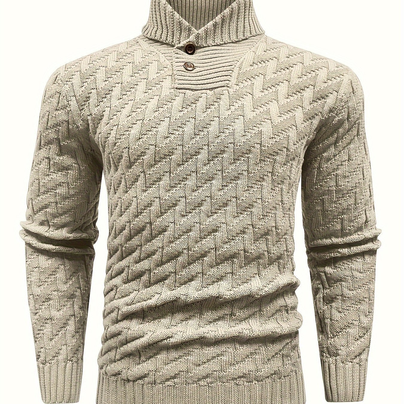Men'S Casual Commuting Fashion Solid Texture Warm Lapel Sweater