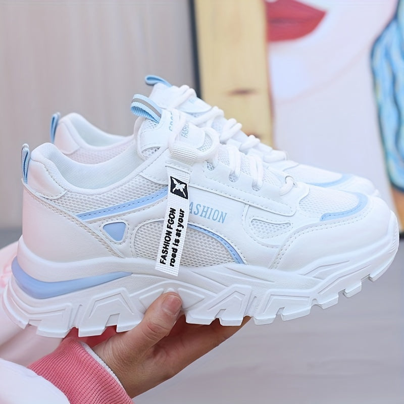 Breathable Mesh Women's Comfy Platform Sneakers, Trendy Casual Sports Shoes for Outdoor Running Trainers