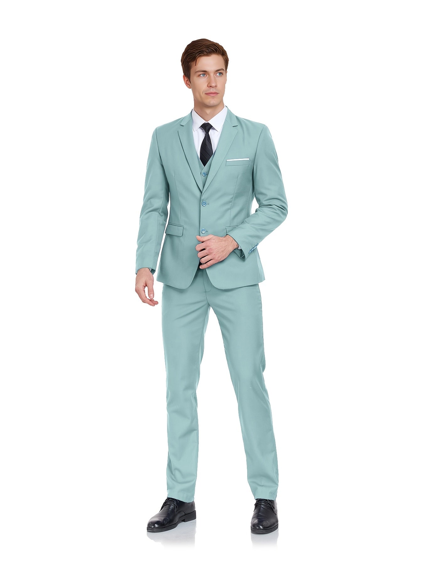 Men's Suits Set 3pcs Business Work Banquet Performance Travel Holiday Vacation Daily Birthday Gift Dress Tuxedo Jacket Coat Blazer Vest Pants Suit Set for Men Size XS-XXXL Wedding Season