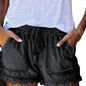 Women'S Casual Fashion Drawstring Elastic Waist Denim Shorts With Frayed Hem, Summer Comfort Fit Jean Shorts
