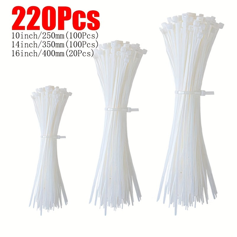 Black/White Cable Zip Ties, 18.14 KG Tensile Strength, Self-Locking Nylon Cord Ties, Indoor/Outdoor Use