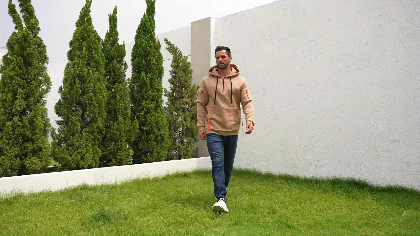 Men's Casual Sweatshirt with Multiple Zippers and Arm Pockets 2024 Cross-border Spring/Autumn Hoodie Large Size