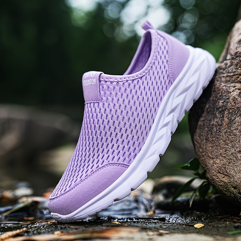 Women's Breathable Mesh Sneakers - Lightweight, Slip-On Casual Shoes with Soft EVA Sole for Summer Comfort