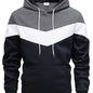 Mens Color Block Hooded Pullover Hoodie - Soft Slight Stretch Polyester Fabric, Long Sleeve, Regular Fit, Contrast Collar, Kangaroo Pocket, Hand Wash Only - Perfect Winter and Fall Streetwear Gift for Him