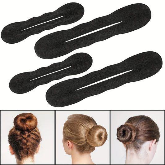 4pcs Black Magic Hair Bun Maker, Foam Sponge Bun Twist Shaper, DIY Hair Donuts Chignon, Hair Disk Ponytail Bun Maker