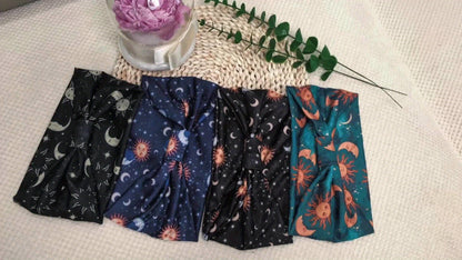 4pcs/Set Moon & Sun Pattern Sports Headband With Anti Slip Knotting, Valentine'S Day Gifts Wide & Soft Fashionable Bohemian Headbands-Elastic Yoga Hair Mask, Non Slip Headbands For Running Sports, Yoga Turban Hair Bands-Hair