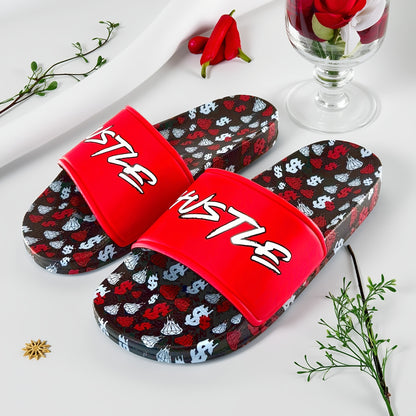 Men'S Hustle $$$ Printed Graphic Slide
