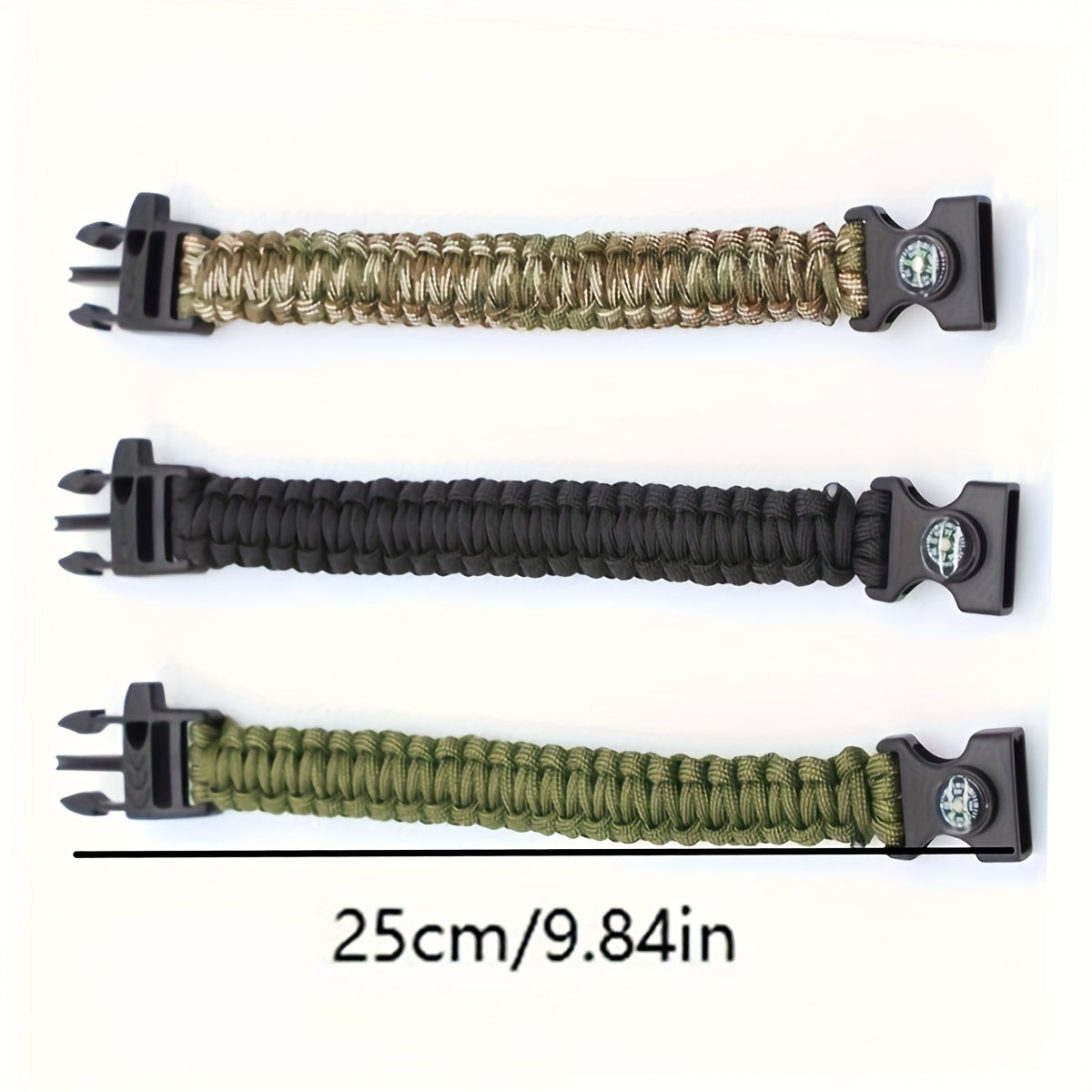 Multi-Functional Paracord Survival Bracelet - Perfect for Outdoor Adventures: Includes Whistle and Compass - Durable Polyester Fiber Construction - Essential for Hiking, Camping, and More