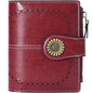 Women's Genuine Leather Short Wallet Card Holder, RFID Anti-theft Brush Coin Bag, Large Capacity Women's Credit Card Wallet with 18 Card Slots, 1 Coin Bag and 2 Cash Slots, Safely Store Cards and Cash, Fashionable and Elegant