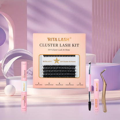 RITALASH DIY Lash Extension Kit, 280 Pcs Lash Clusters With Lash Bond And Seal, Mascara Brush Cluster Lash Glue Remover, Lash Applicator
