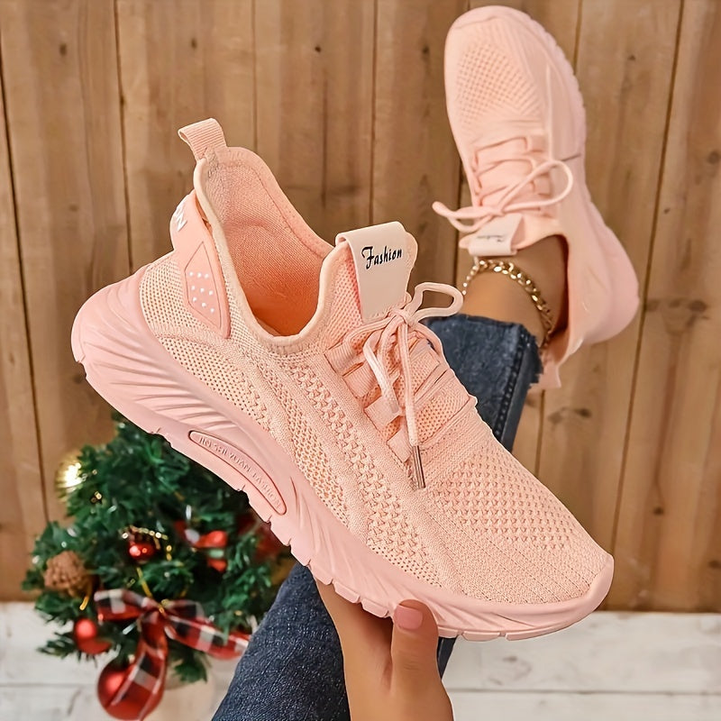 [Popular Choice] Women's Breathable Knit Sneakers, Lace-Up Mesh Sneakers for All Seasons