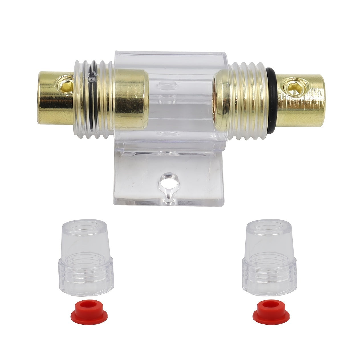 High-Performance AGU Fuse Holder for Car Audio & Accessories - 4-8 Gauge, Golden-Plated Aluminum Alloy with 30A/60A/100A Fuses Included