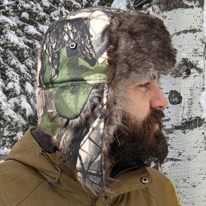 Camouflage Winter Trapper Hat Unisex Coldproof Fleece Ear Flap Hats Outdoor Hunting Hiking Bomber Hat For Women & Men