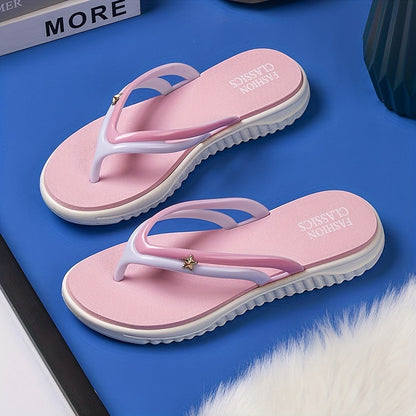 [Popular Choice] Chic Summer Flip-Flops for Women - Comfortable, Non-Slip, Odor-Resistant Beach Slides with EVA Sole, Toe Cap, Fashion, Leisure Style