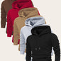 5pcs Men's Long Sleeve Hoodies, Solid Color Polyester Pullovers with Drawstring and Kangaroo Pocket, Casual Sports Jogging Tops for Spring/Fall - Regular Fit Knit Fabric Hooded Sweatshirts