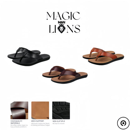 MAGIC LIONS-Comfortable and Durable Brown Men'S Business Casual Slippers - Indoor/Outdoor Beach Sandals.Men'S Synthetic Thong Sandals, Casual Non Slip Flip-flops Shoes ToePost Sandals For Indoor Outdoor Beach, Spring And Summ