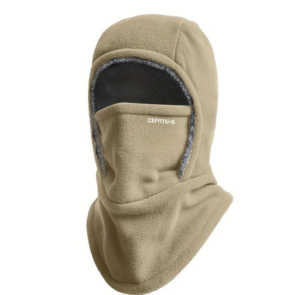 1pc DEFATU·S Winter Balaclava Knit Fabric Hood, Thickened Windproof Face Cover with Ear Protection, Unisex, Machine Washable, for Cycling, Running, Skiing, Fishing, Outdoor Sports, Thanksgiving, Christmas, New Year